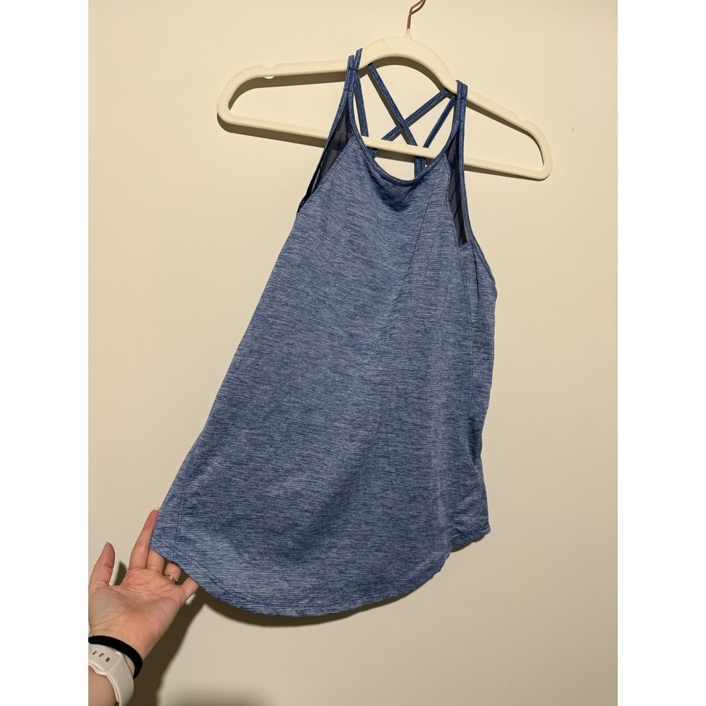 Athletic Works Womens Blue Space Dye Strappy Racerback Active Tank Top Small 4-6